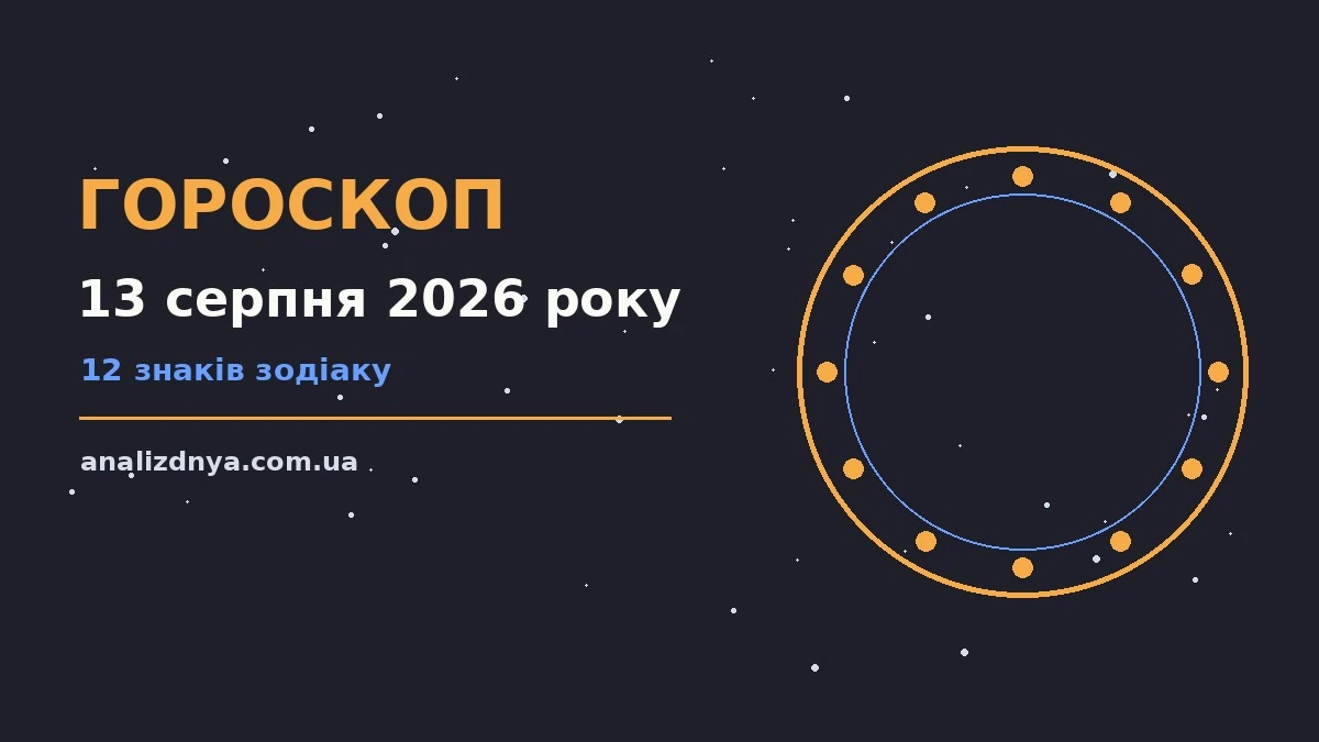 Щоденний гороскоп на 13 серпня 2026 року для дванадцяти знаків зодіаку