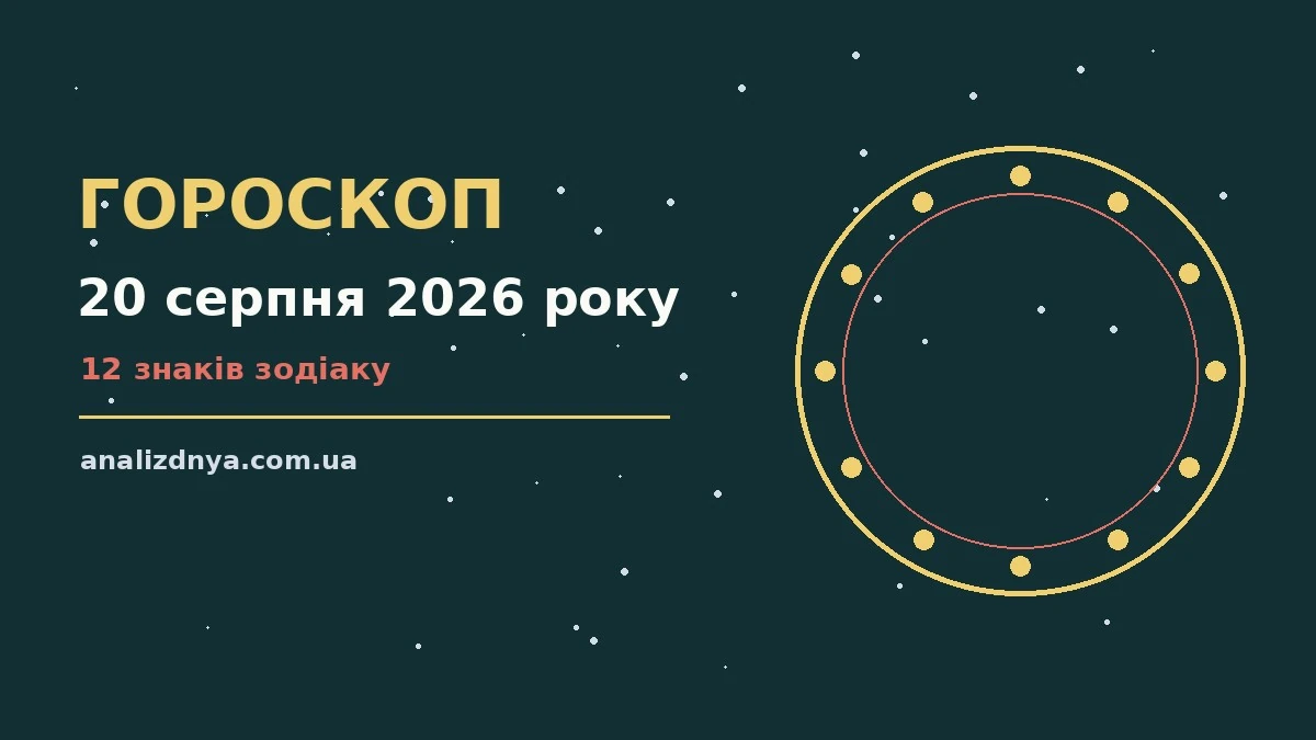 Зоряне небо над міською вечірньою панорамою як символ гороскопу на 20 серпня 2026 року