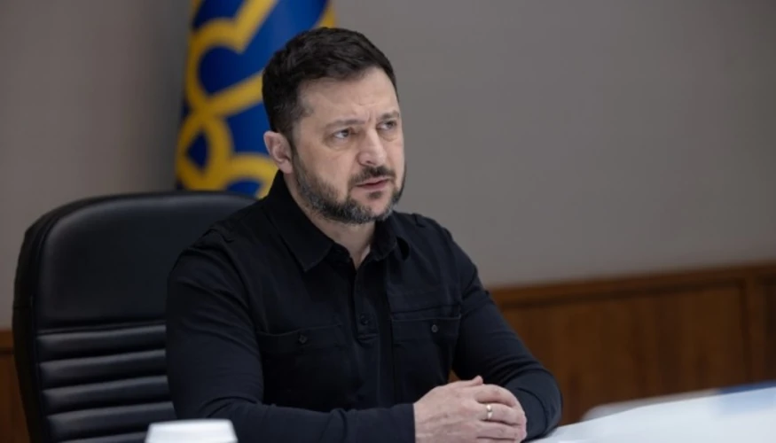 Володимир Зеленський під час інтерв'ю телемарафону «Єдині новини»