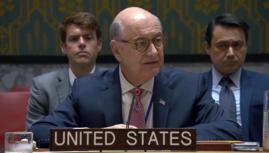 Заступник постійного представника США при ООН Ден Негреа під час засідання Ради Безпеки ООН 24 серпня 2026 року