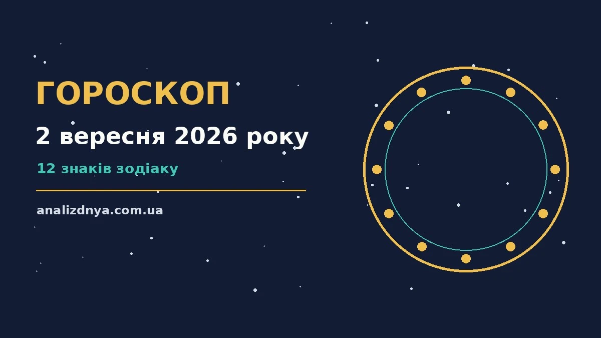 Космічна ілюстрація до гороскопу на 2 вересня 2026 року з м'яким зоряним небом і знаками зодіаку