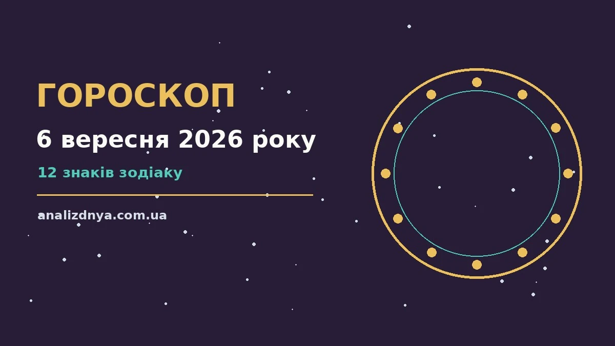 Недільний гороскоп на 6 вересня 2026 року: символічне зображення зодіакального кола, чашки чаю та блокнота для нотаток на тлі ранкового світла